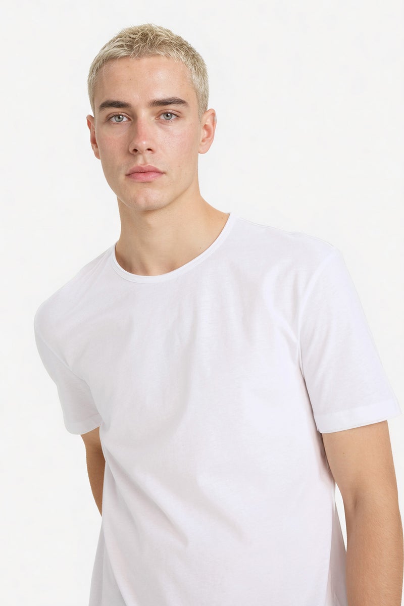 DeFacto White Man 100% Cotton Heavy Fabric T-Shirt Casual - Image 3